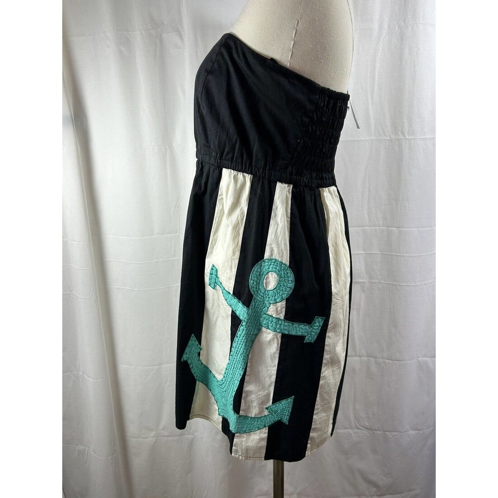 JUDITH MARCH NWT $100 Strapless embroidered anchor Floral Dress o/s black white - Picture 4 of 12